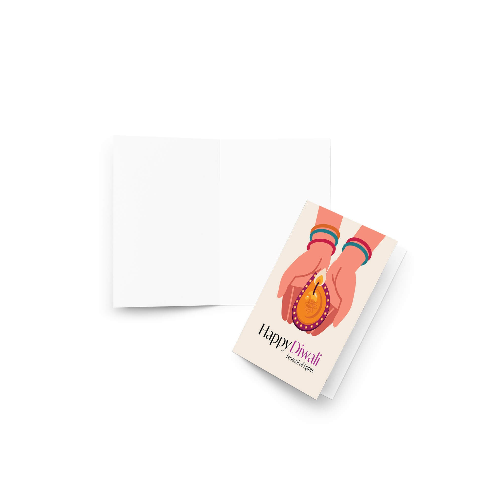 indian Greeting card with 'Happy Diwali' design on a white background