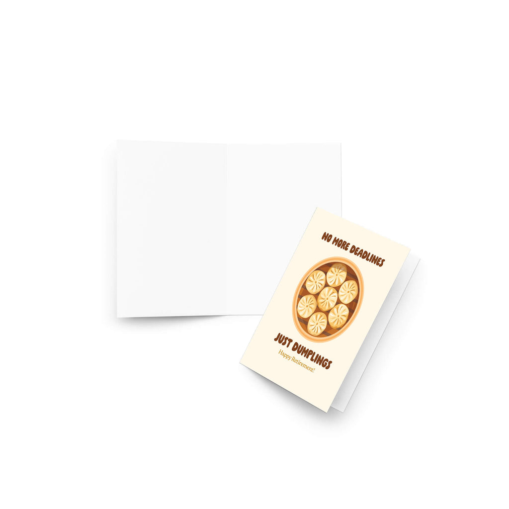 Notebook with dumplings illustration and text on a white background