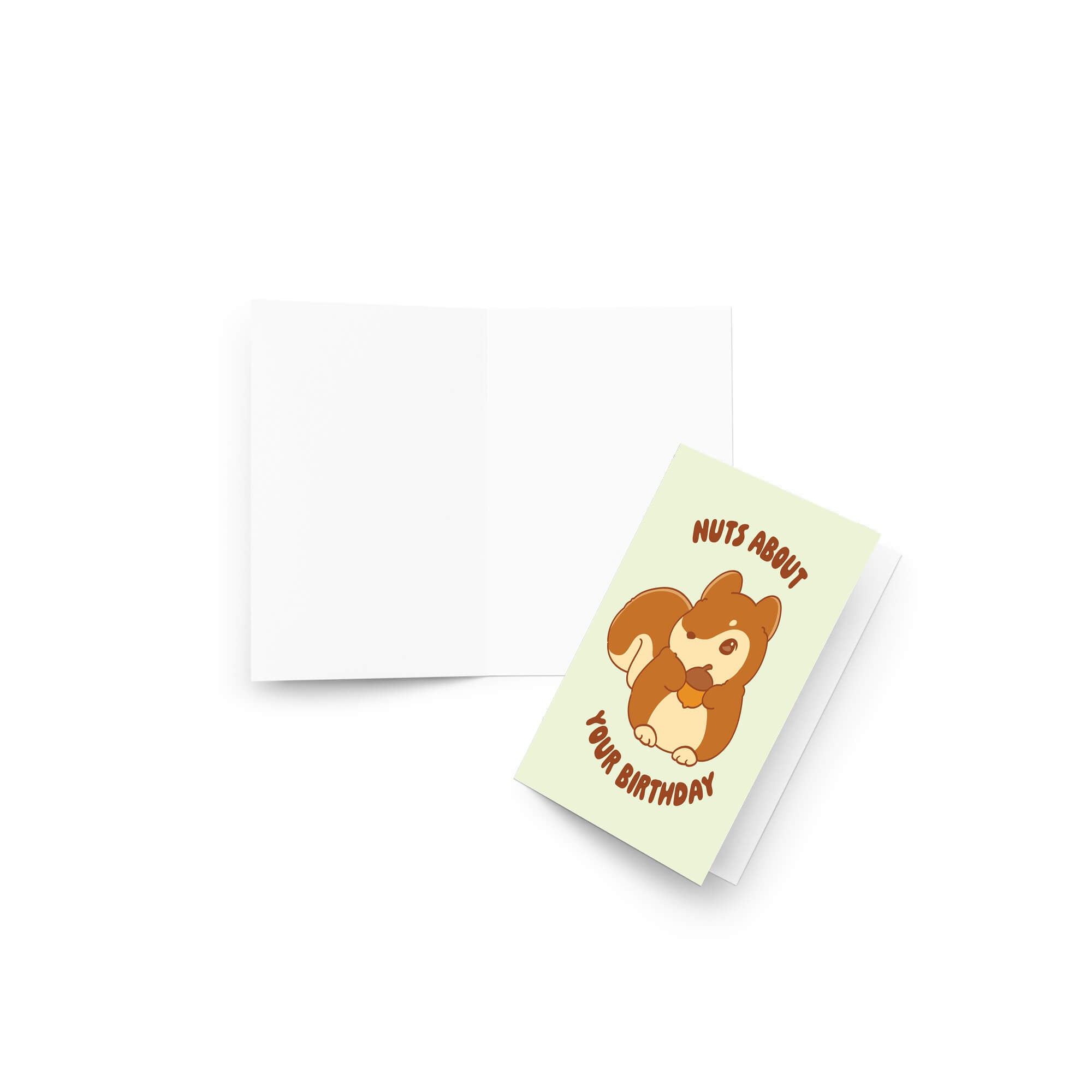 Greeting card with cartoon character and text on a white background