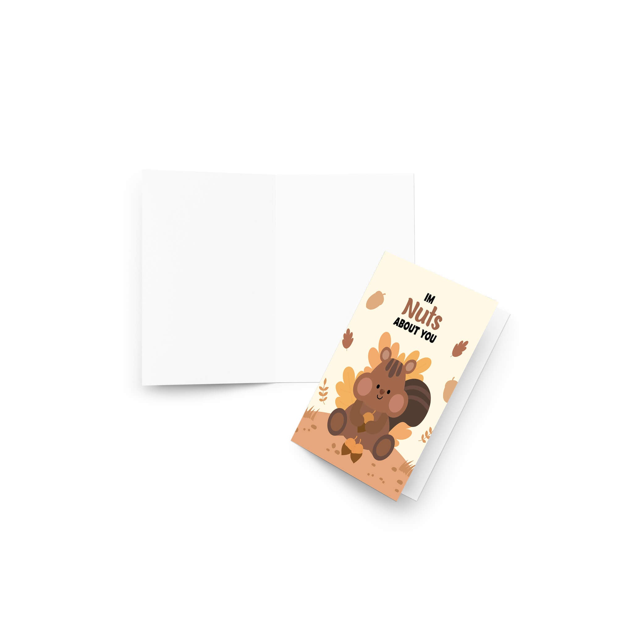 Greeting card with a cartoon squirrel and text on a white background