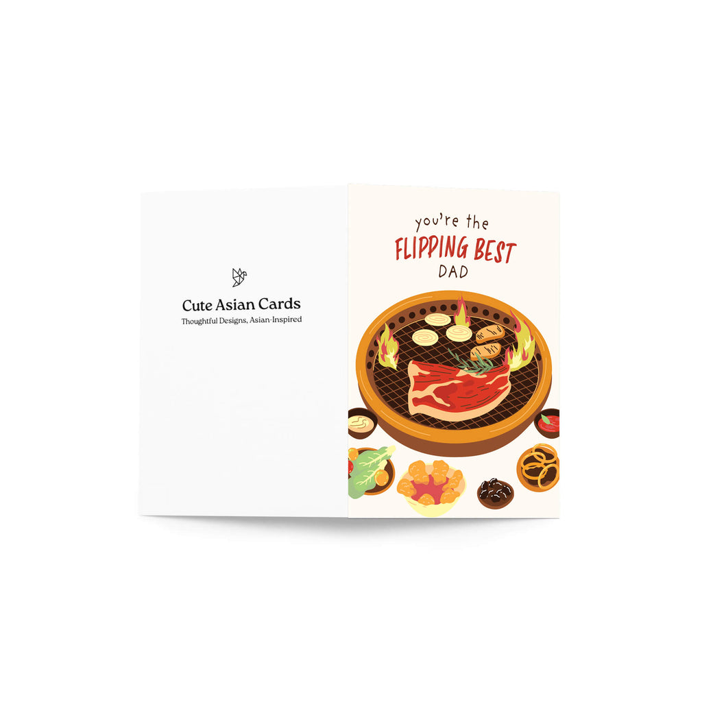 funny fathers day card with BBQ illustration and 'you're the flipping best dad' text