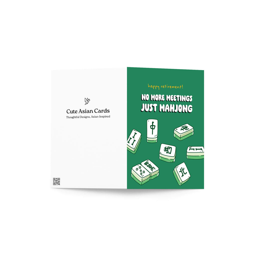 Packaging of 'Cute Asian Cards' with Mahjong-themed design on a white background