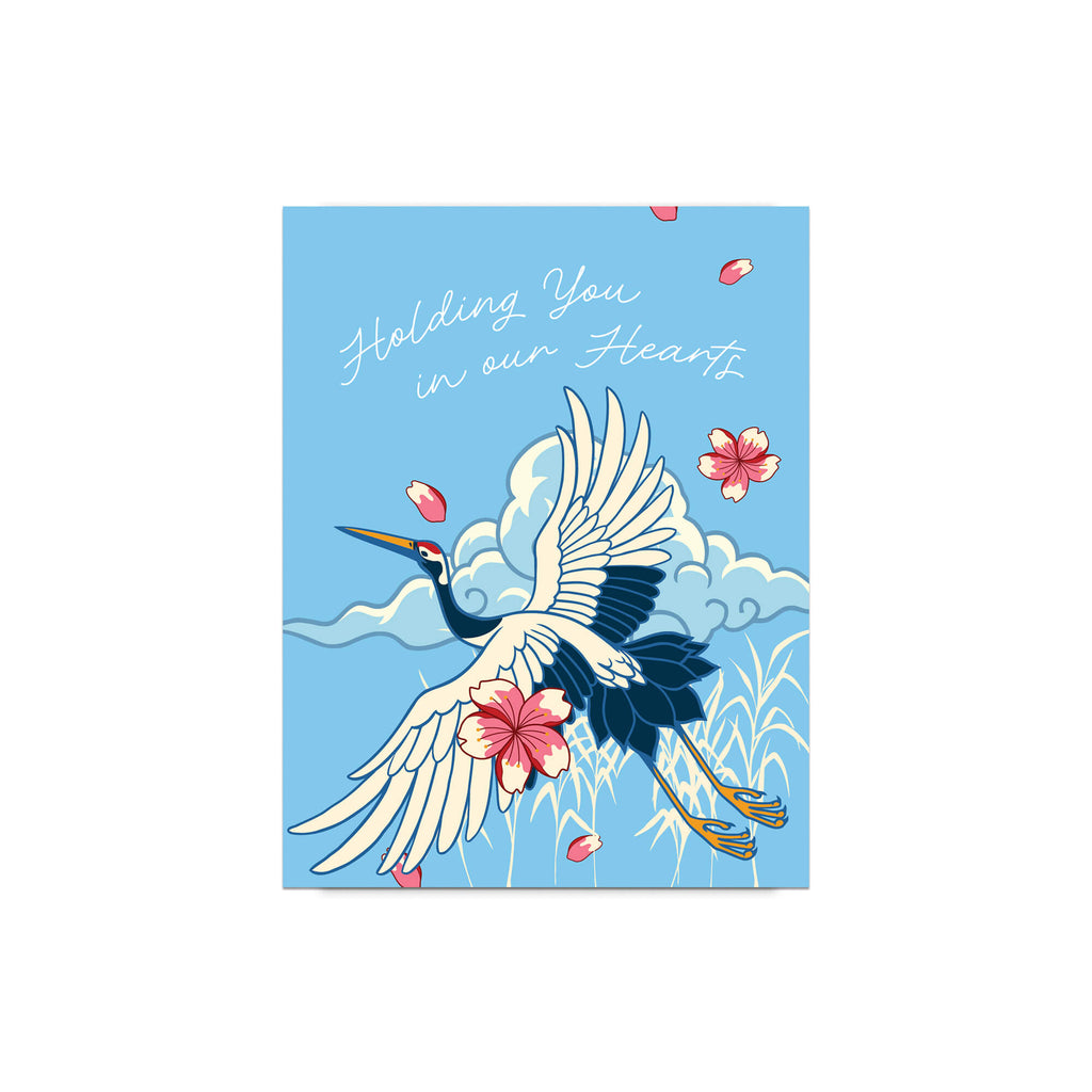 Crane Sympathy Card | Blue Japanese Bird Condolences Sorry for Your Loss