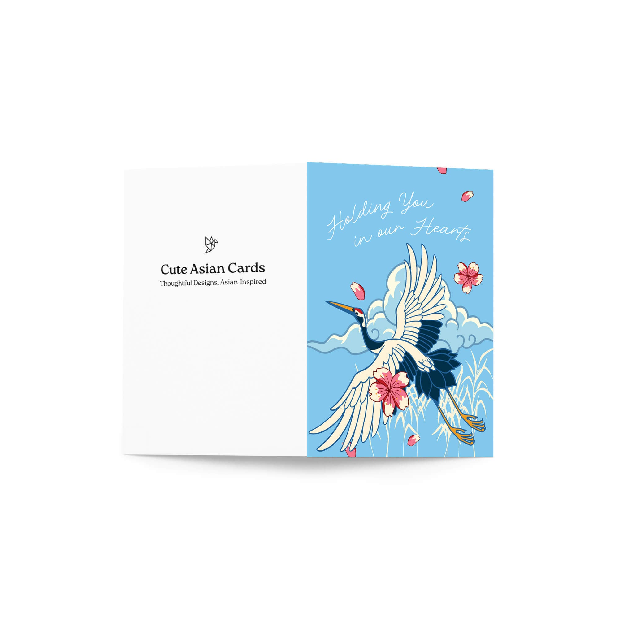 Crane Sympathy Card | Blue Japanese Bird Condolences Sorry for Your Loss