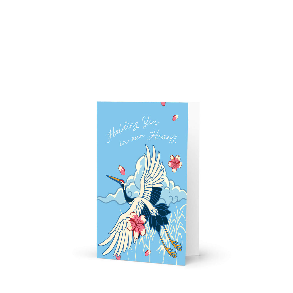 Crane Sympathy Card | Blue Japanese Bird Condolences Sorry for Your Loss