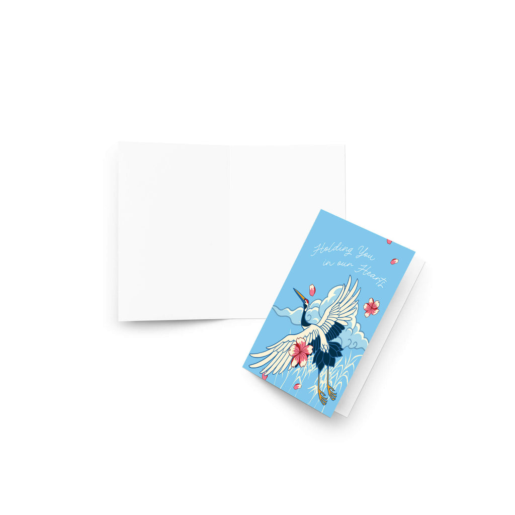 Crane Sympathy Card | Blue Japanese Bird Condolences Sorry for Your Loss