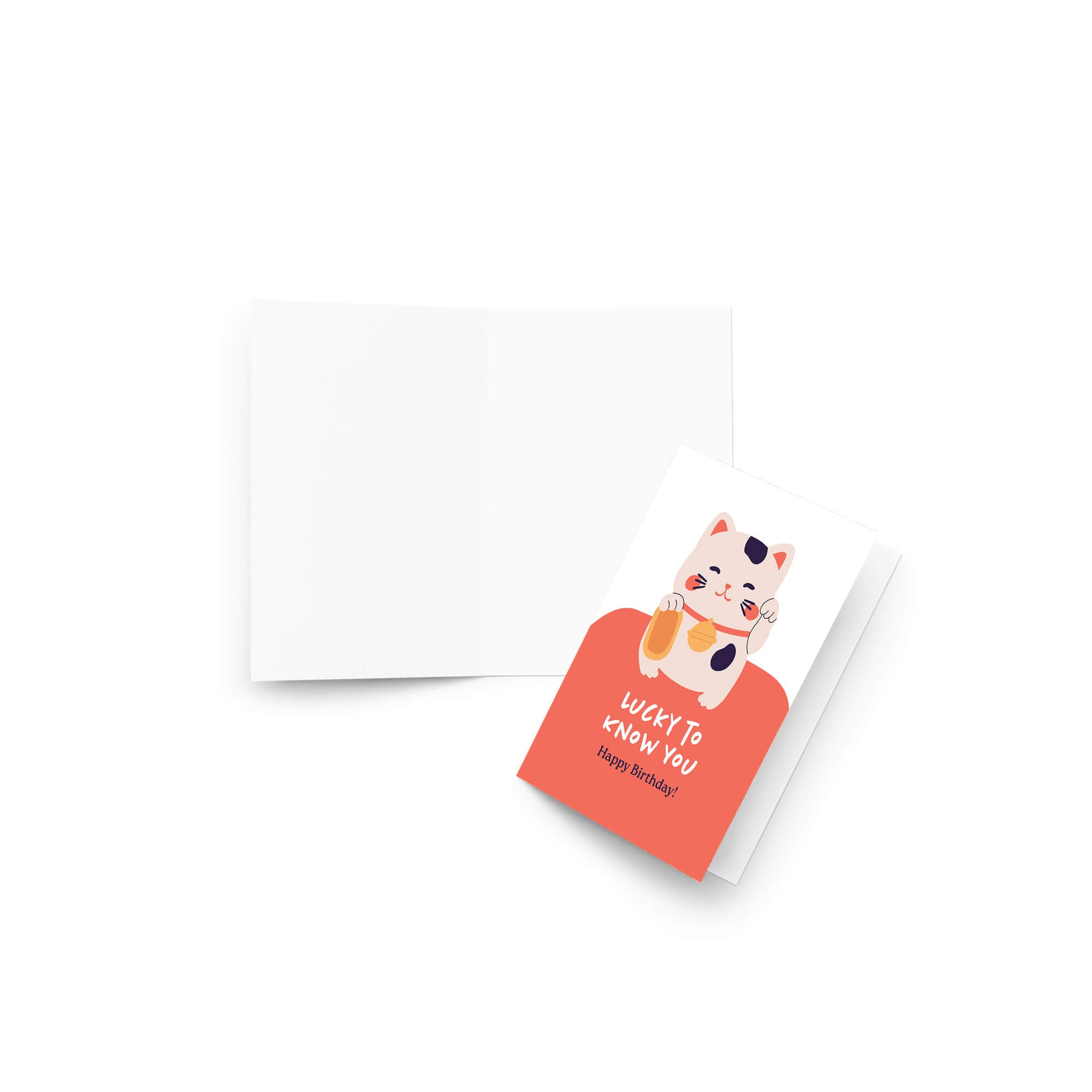 Note card with a cat illustration and text on a white background