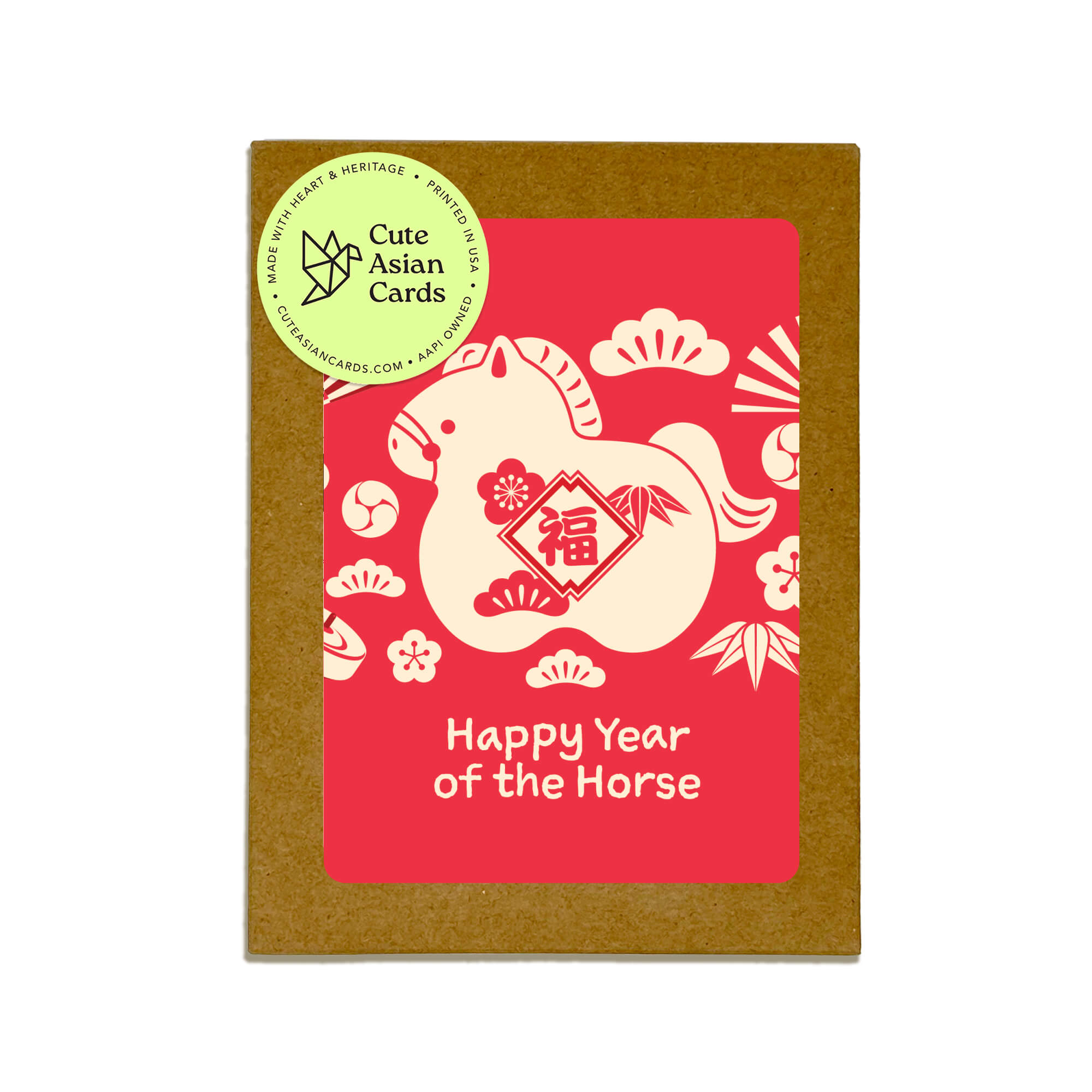 Fire Horse Lunar New Year Cards | 8 Assorted Cards + Envelopes Set