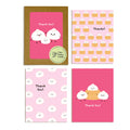pink chinese baby shower thank you 1st birthday cute soup dumpling bao assorted greeting cards
