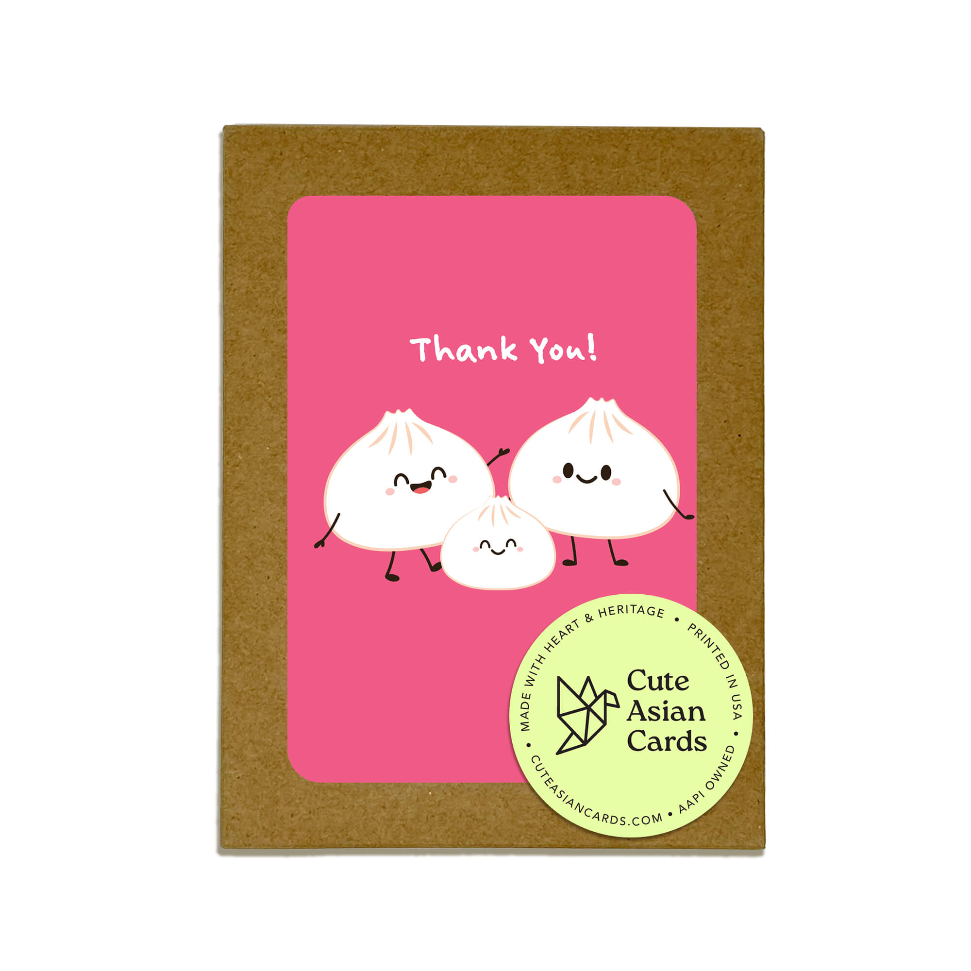 pink chinese baby shower thank you 1st birthday cute soup dumpling bao assorted greeting cards
