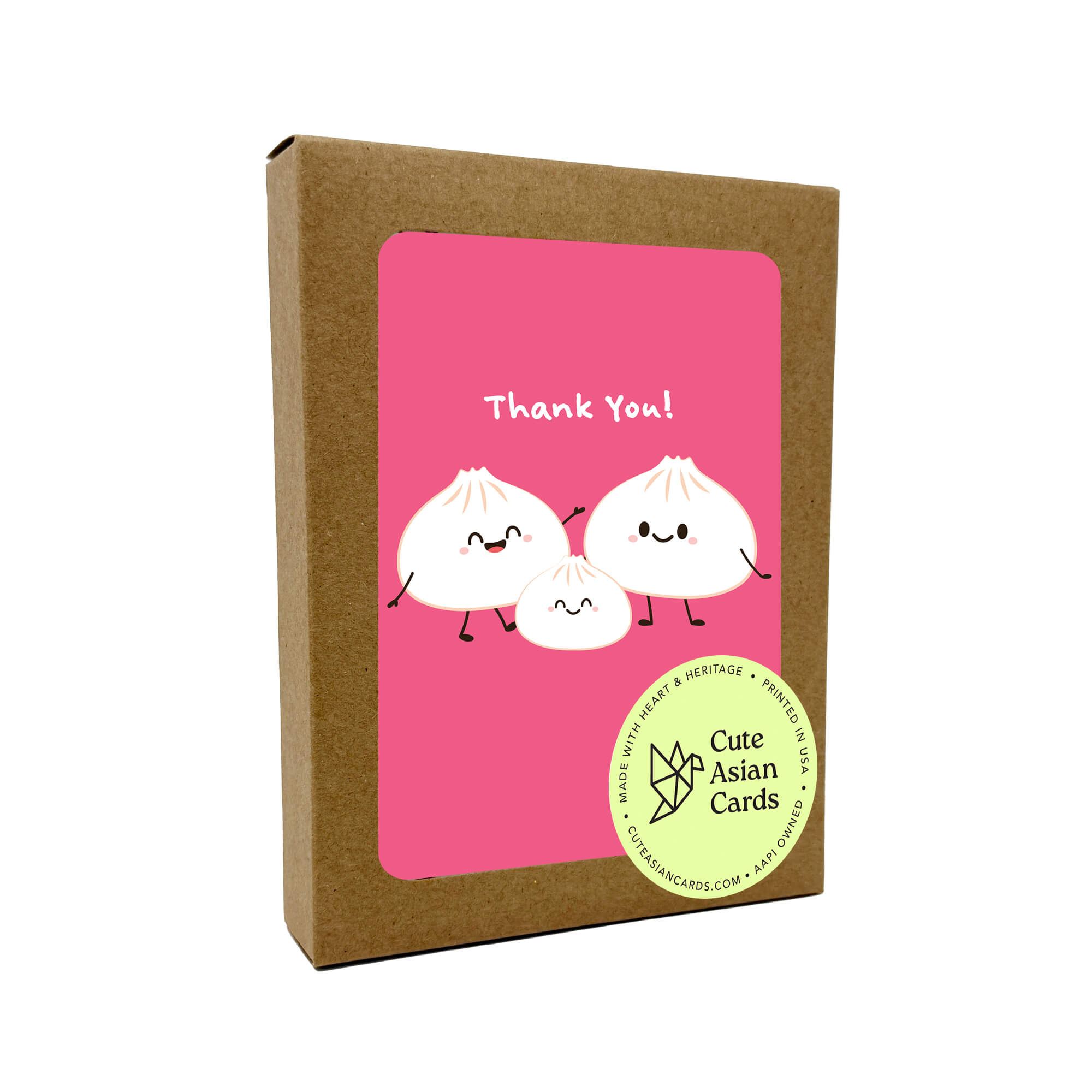 pink chinese baby shower thank you 1st birthday cute soup dumpling bao assorted greeting cards