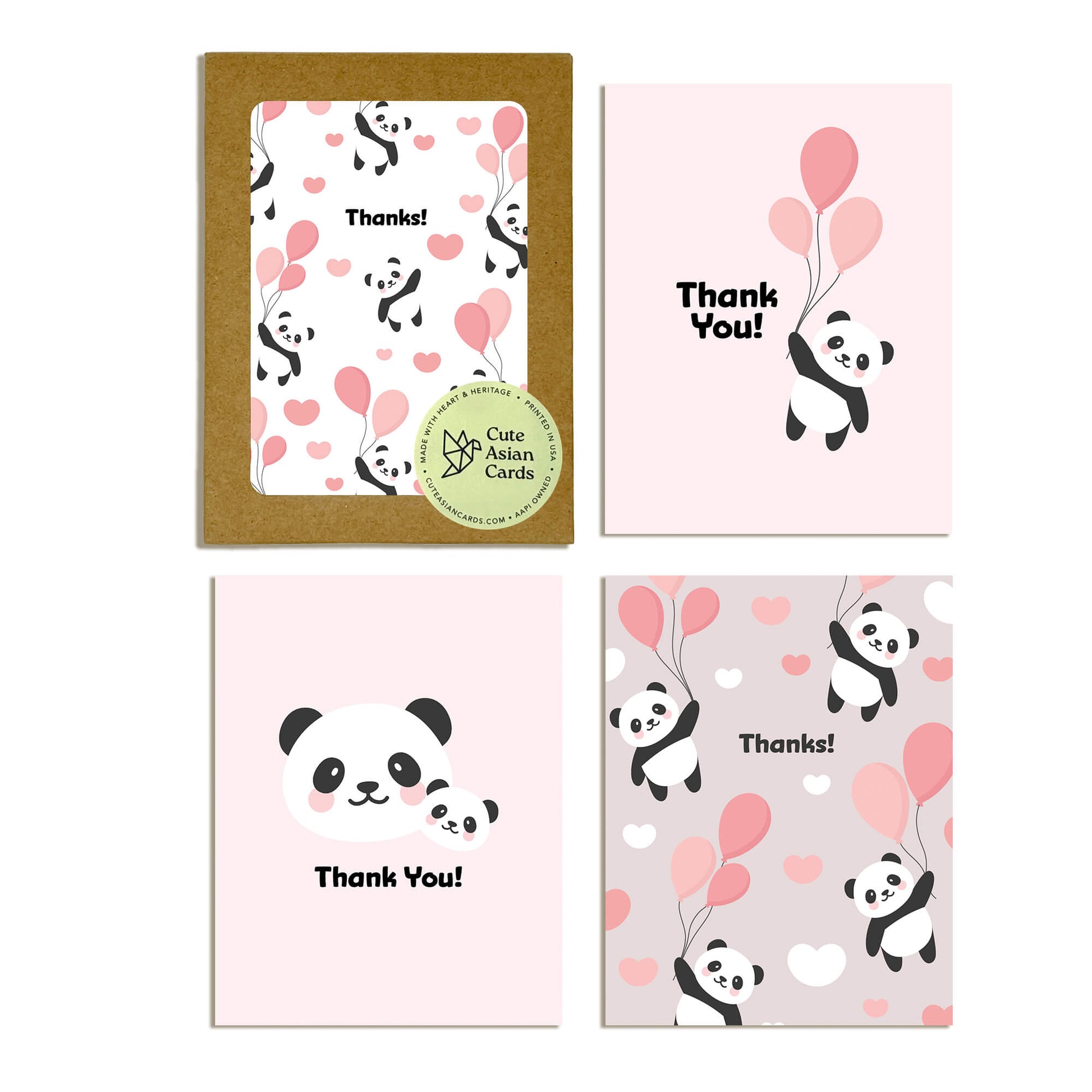 pink chinese panda cute baby shower thank you cards 1st birthday assorted greeting cards pack boxed set animal