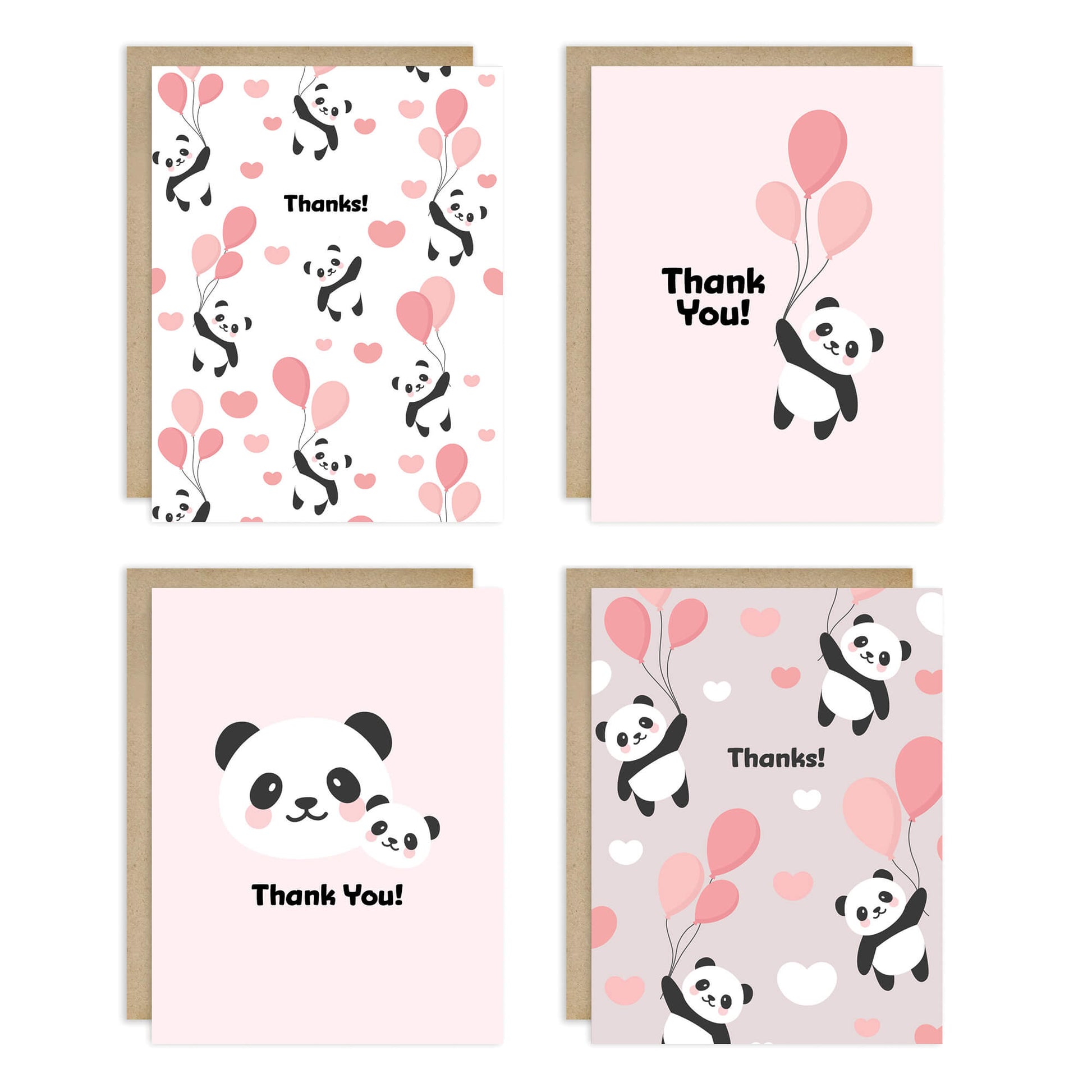 pink chinese panda cute baby shower thank you cards 1st birthday assorted greeting cards pack boxed set animal