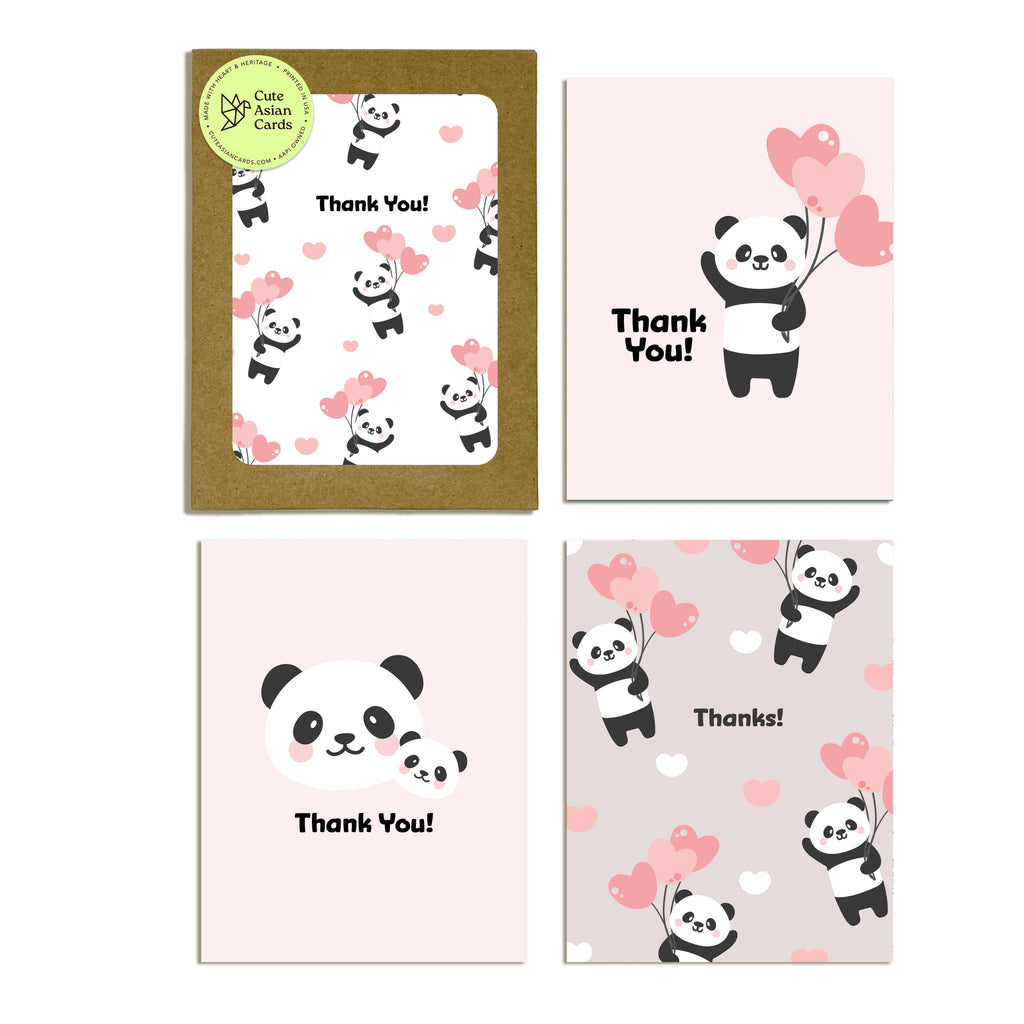 pink panda cute baby shower thank you cards assorted boxed set pack of 8