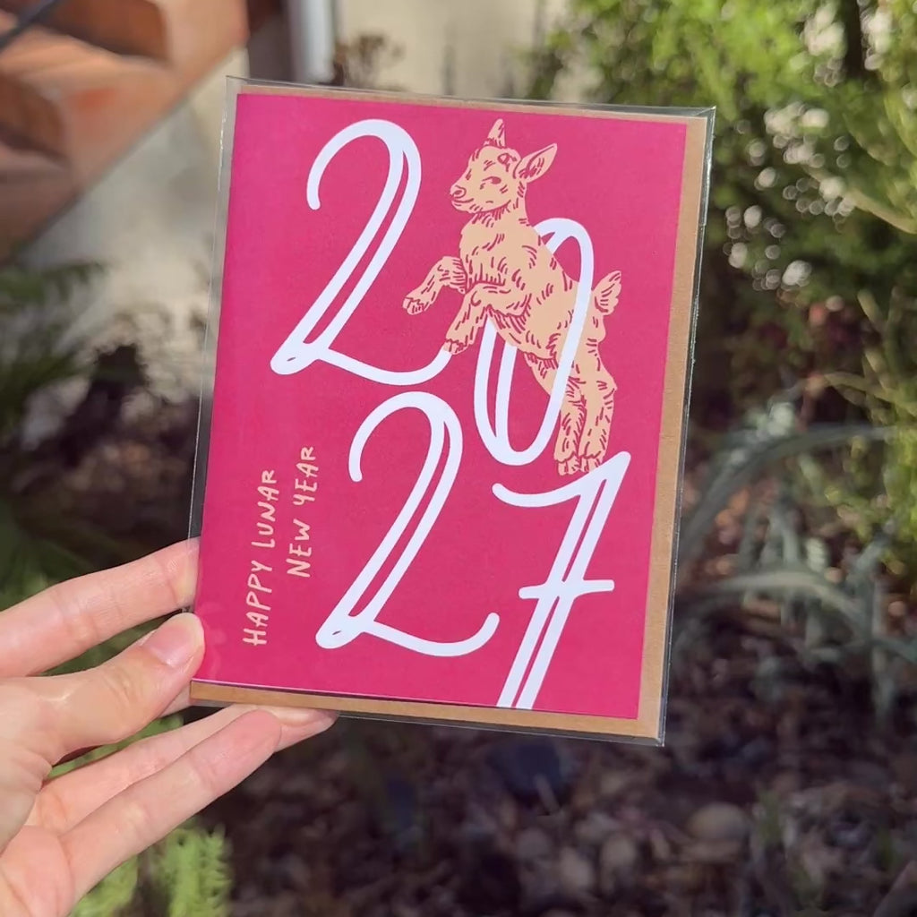 Year of the Goat Card | Sheep Jumping Through 2027