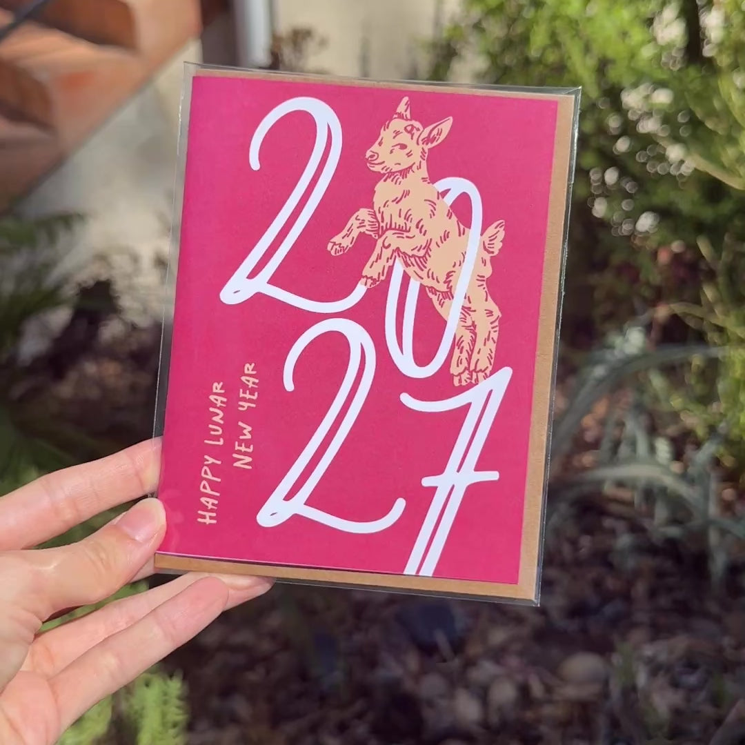 Year of the Goat Card | Sheep Jumping Through 2027