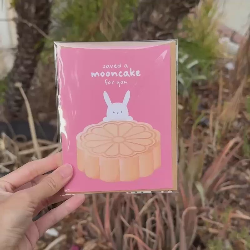 Saved a Mooncake Mid-Autumn Festival Card | Cute Pink Greetings