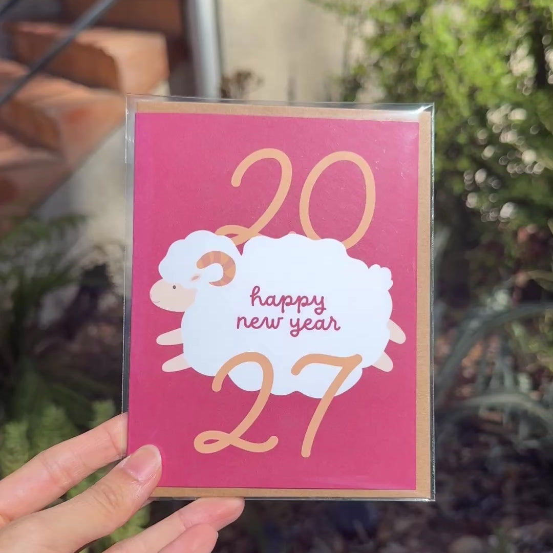 Year of the Sheep Card | Cute Ram 2027 Happy New Year