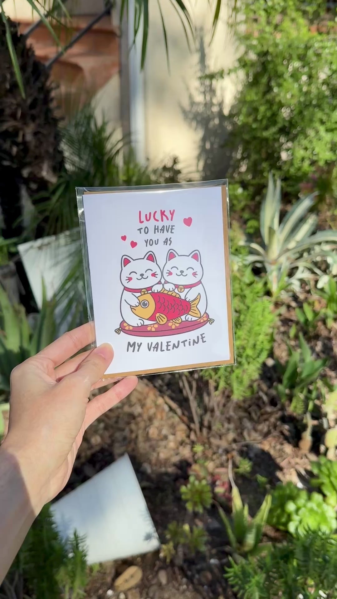 Maneki Neko Cat Valentine's Card | Lucky to Have You