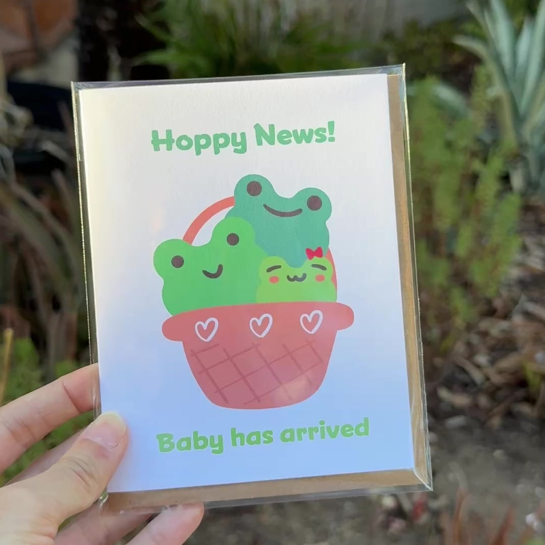 Frog Baby Shower Card | Green Funny Pun Hoppy New Baby Newborn