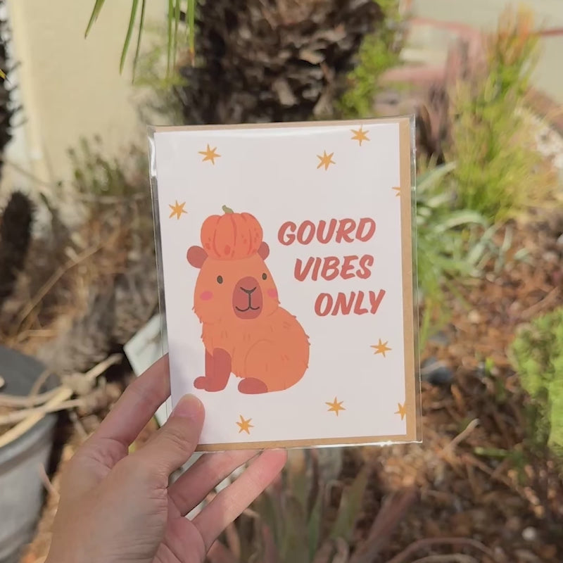 cute fall cards capybara