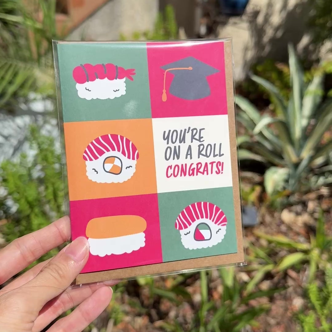 Sushi Graduation Card | Bold Japanese Food Roll Pun Congrats