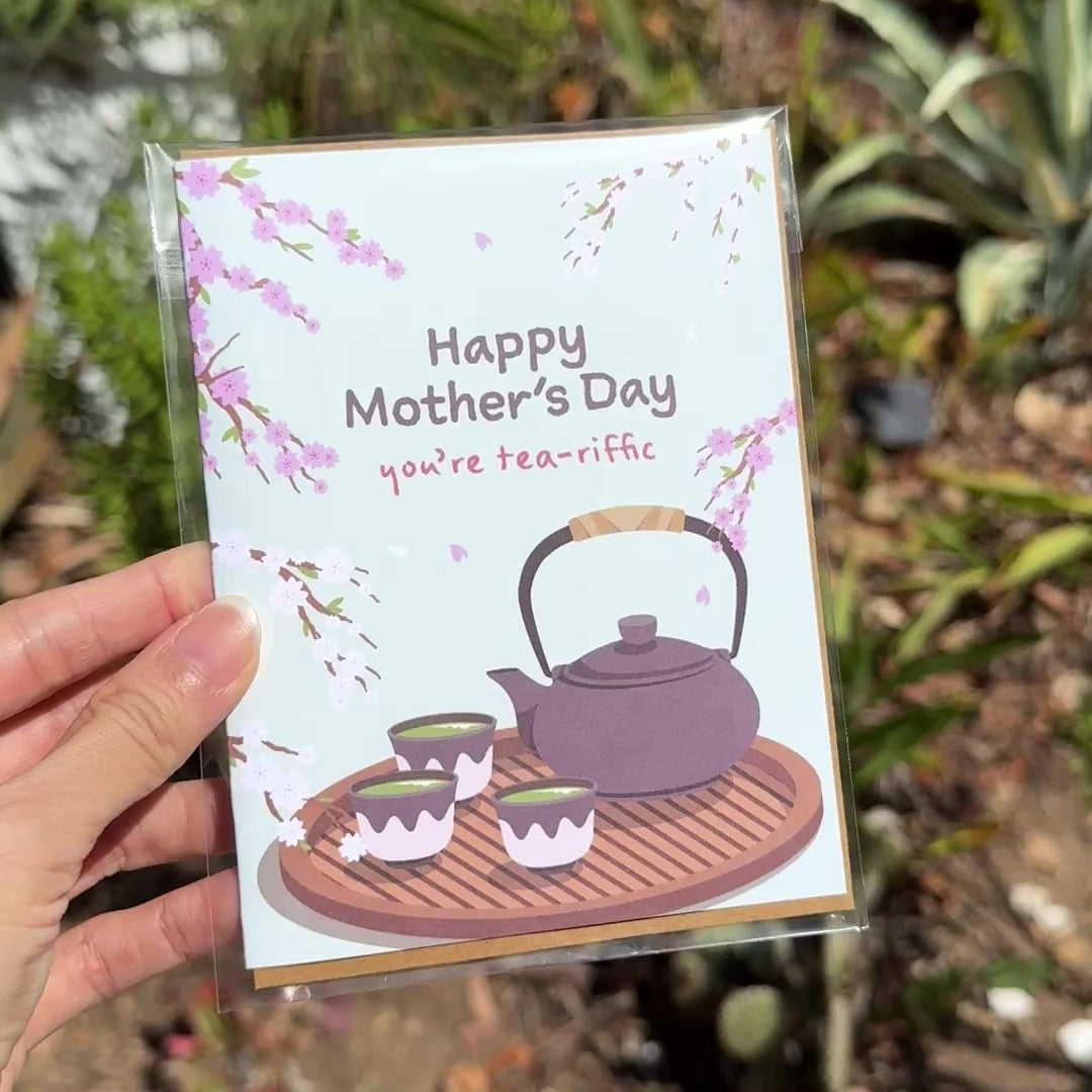 Tea Mother's Day Card | Cherry Blossom Green Tea Set