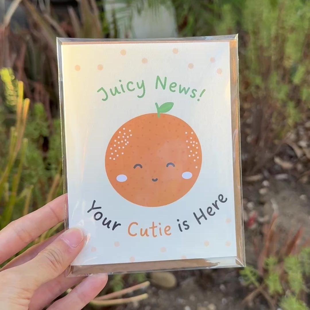 Orange Baby Shower Card | Funny Juicy Mandarin Asian Cutie Baby Pun Newborn