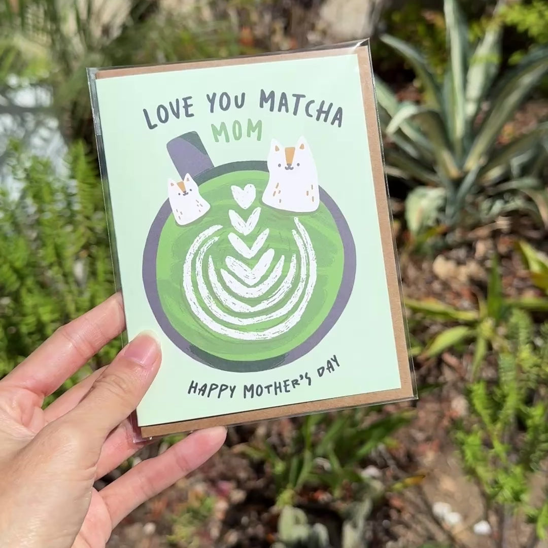 Matcha Mother's Day Card | Love You Japanese Green Tea Cat