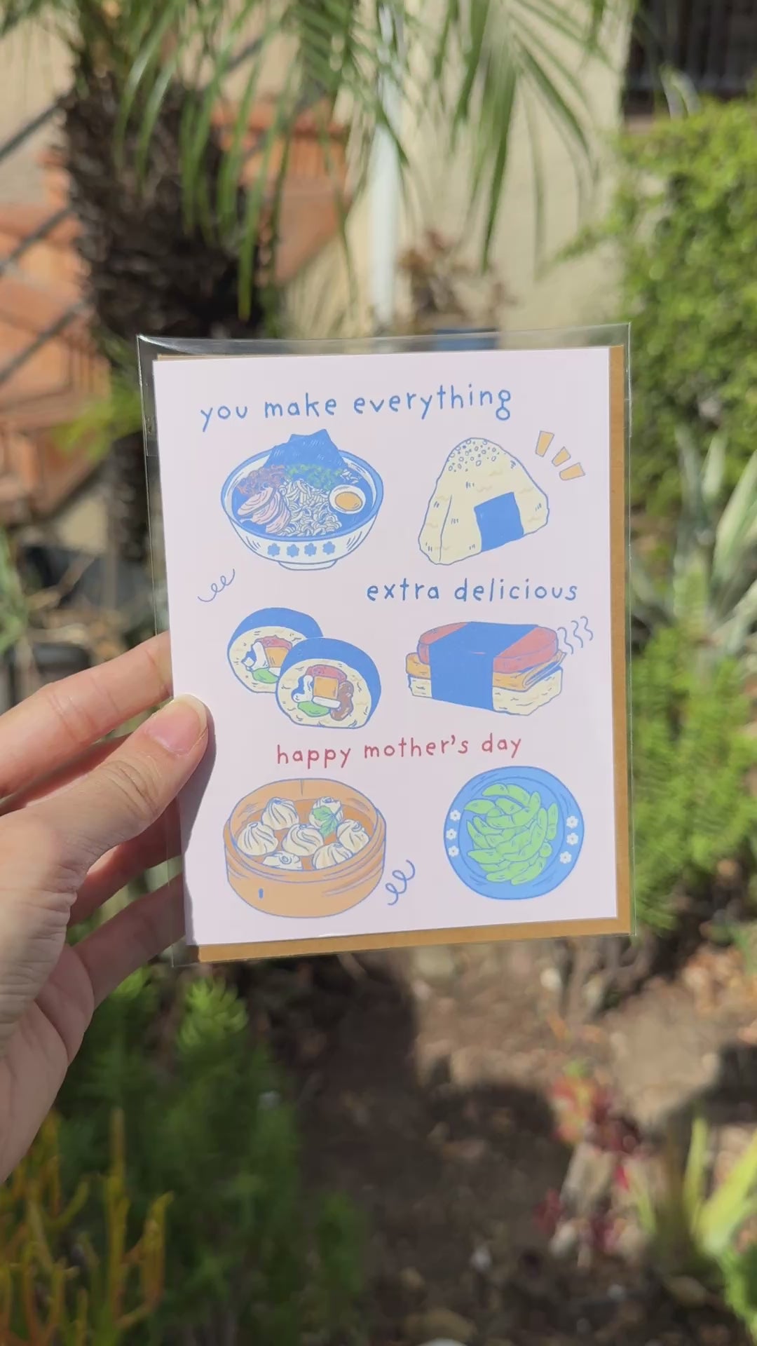 Foodie Mother's Day Card | Onigiri Ramen Potstickers Asian Food