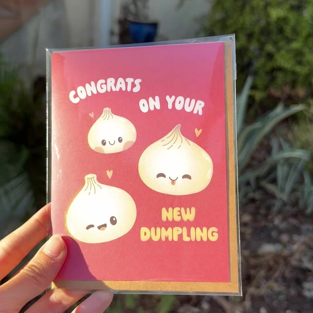 Dumpling Baby Shower Card | Red Cute Asian Congrats on Your New Baby