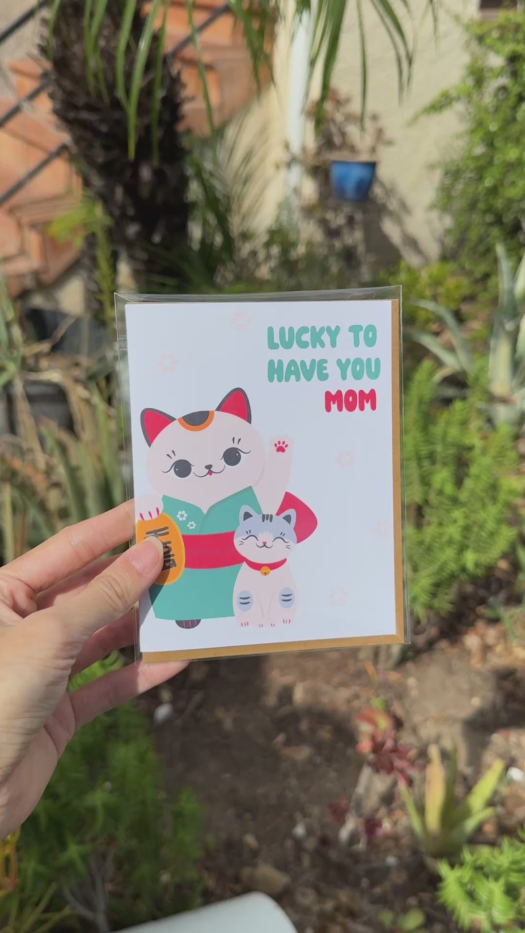 Lucky Cat Mother's Day Card | Japanese Maneki Neko Pun