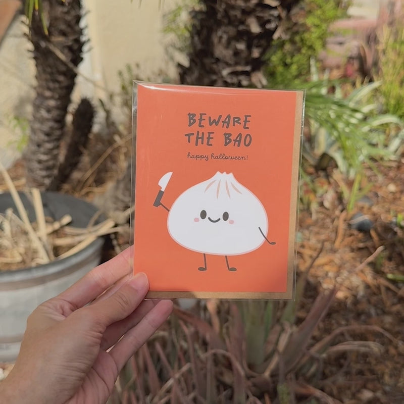 cute halloween cards with chinese dumpling 