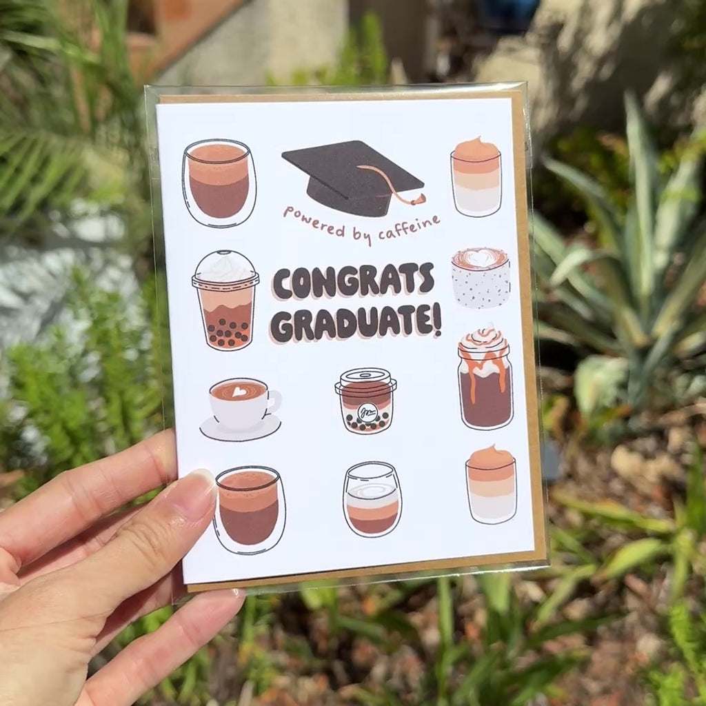 Coffee Graduation Card | Caffeine Drink Bubble Tea Congratulations