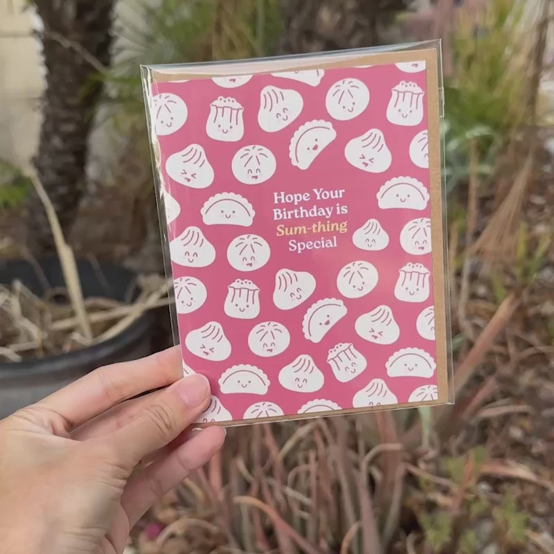 Dim Sum Special Cute Birthday Cards | Red Asian Dumpling Bao Food Snacks
