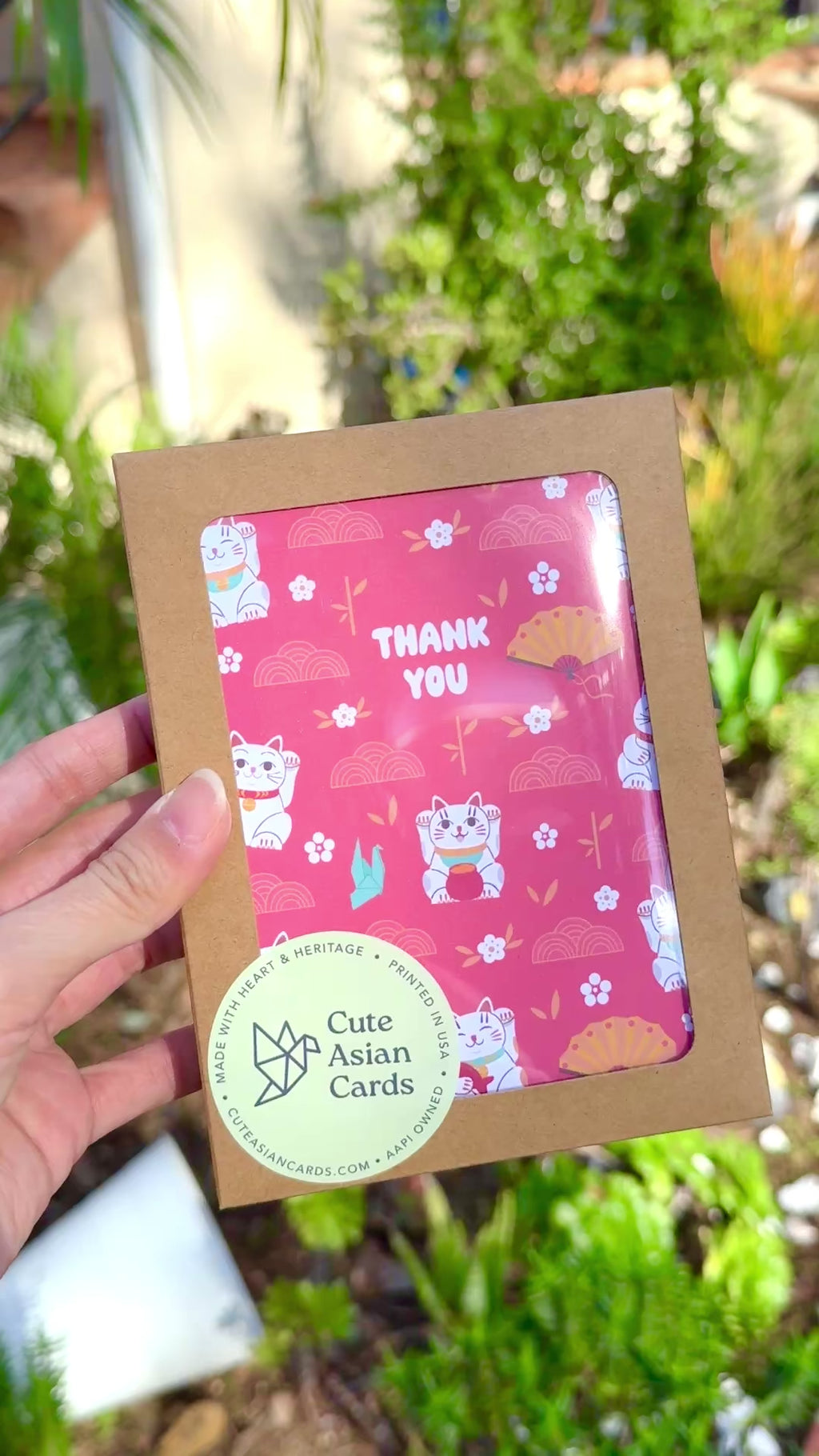 Lucky Cat 8 Assorted Thank You Cards | Asian Greetings Boxed Set Pack