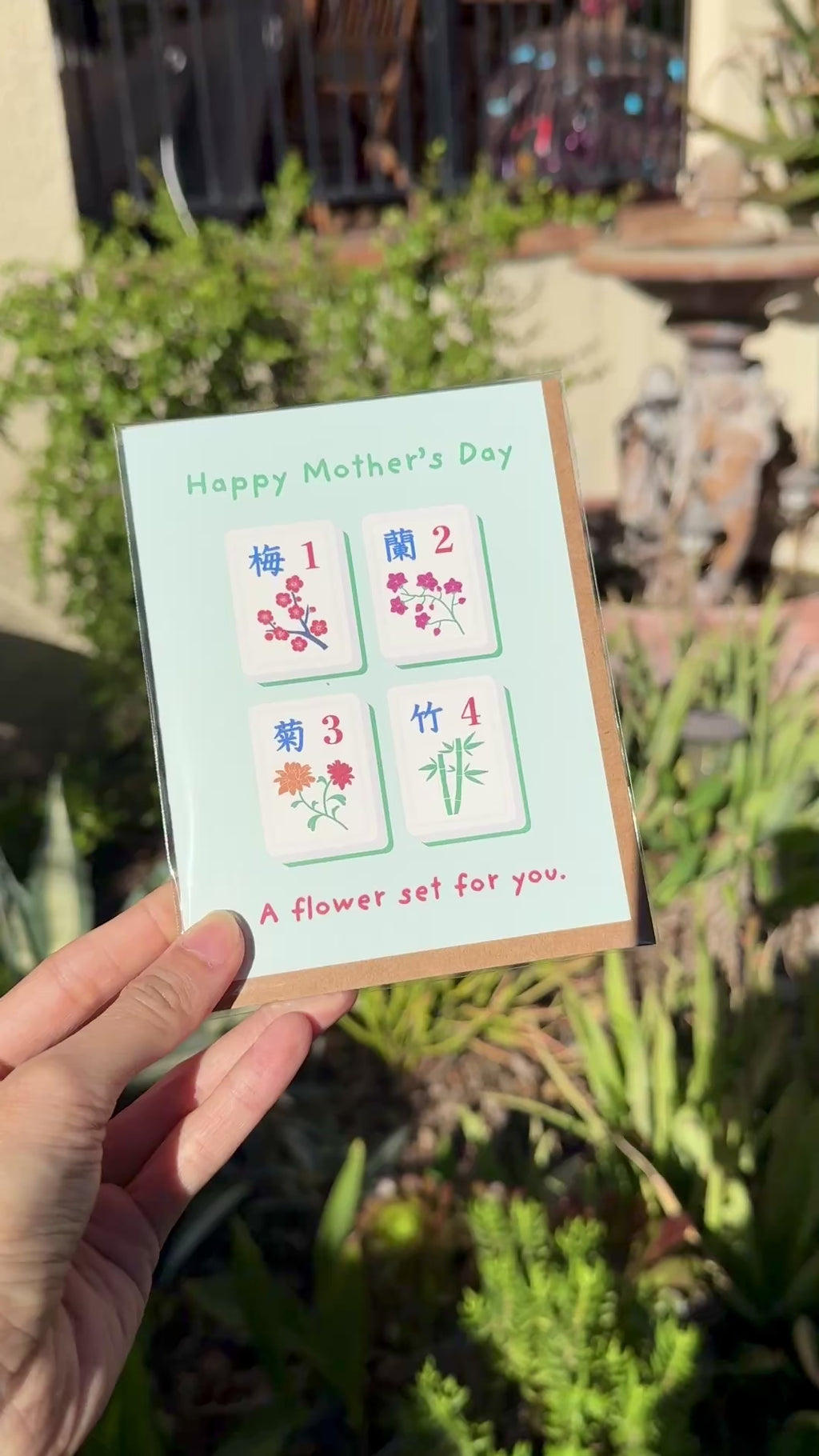 Mahjong Mother's Day Card | Chinese Game Tile Flower Set