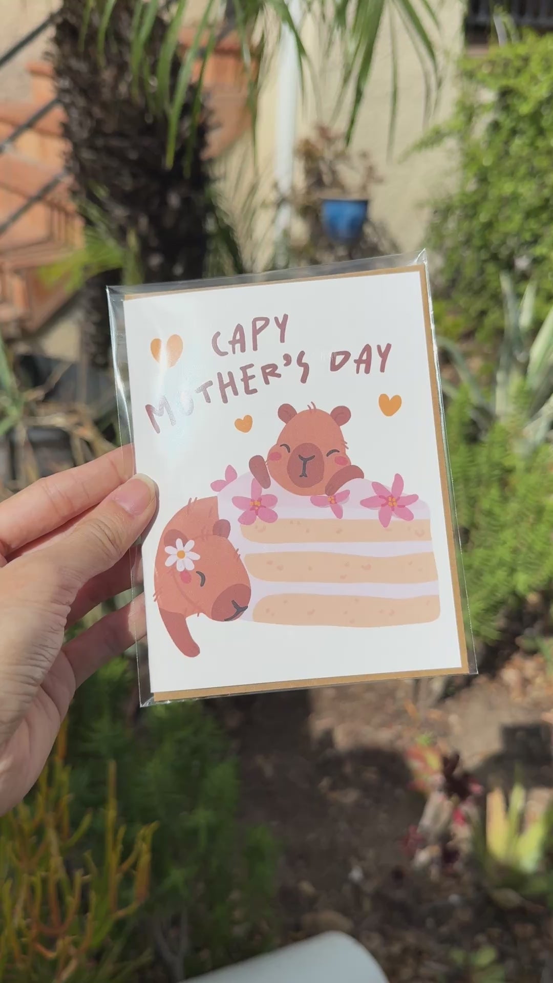 Capybara Mother's Day Card | Funny Capy Animal Cake Hearts