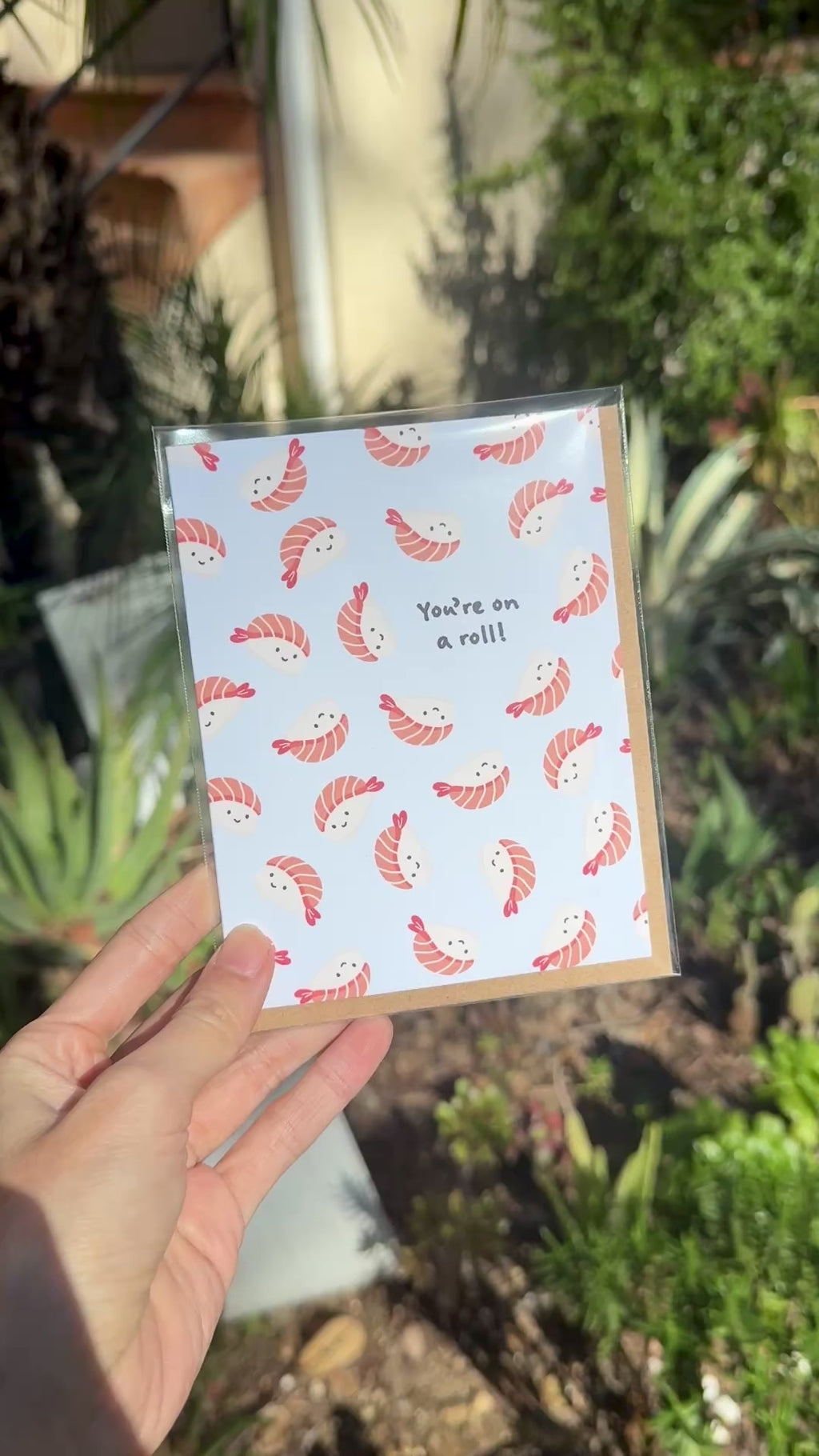 You're on a Roll Japanese Greeting Cards | Salmon Sushi Nigiri Just Because
