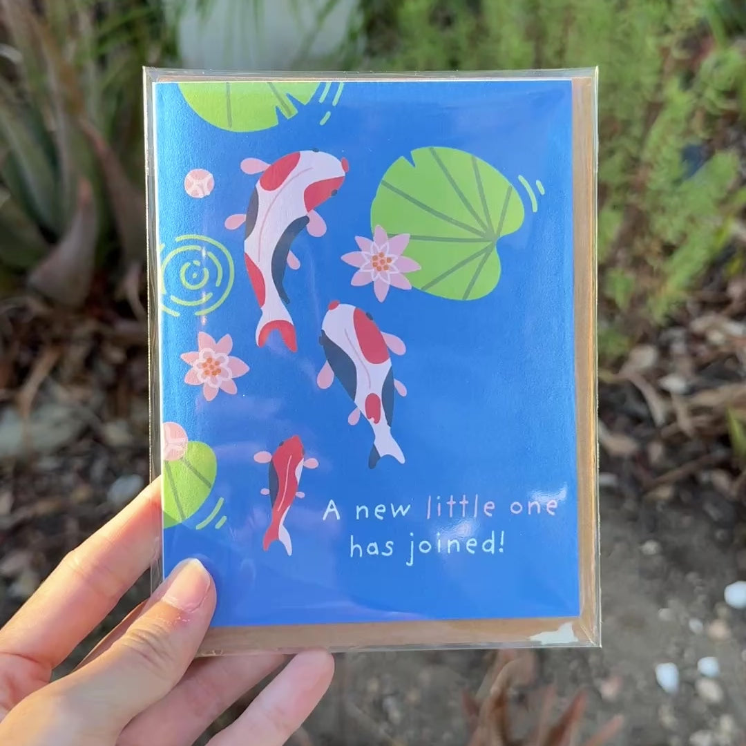 Koi Baby Shower Card | Blue Japanese Fish New Baby Family Newborn