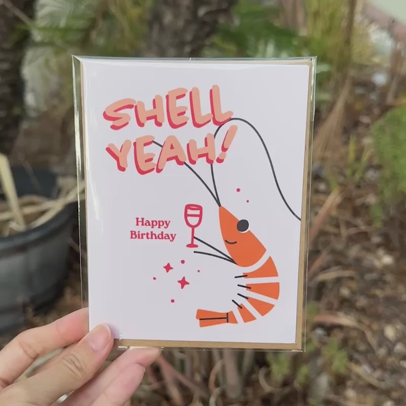 Shell Yeah Funny Birthday Card | Cute Shrimp Toast Asian Greetings