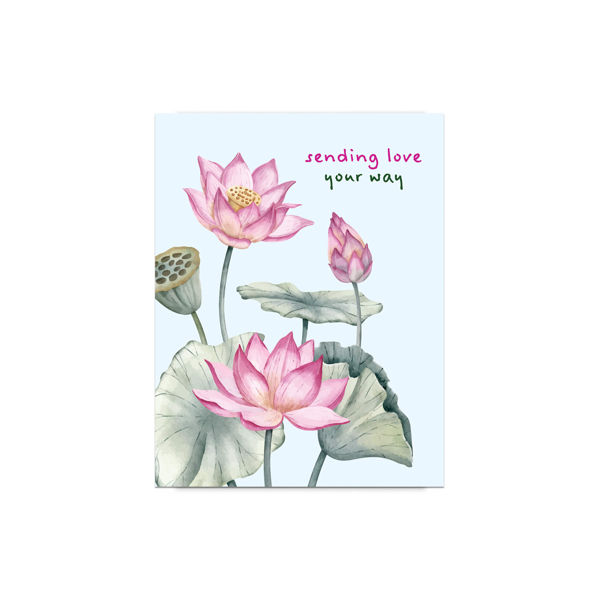 Sending Love Sympathy Card | Pink Chinese Lotus Flower Sorry for Your Loss