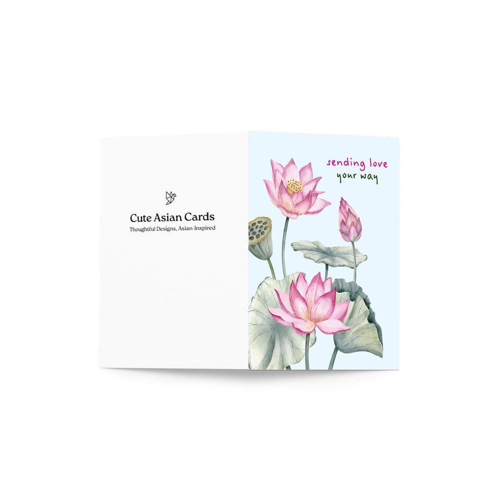Sending Love Sympathy Card | Pink Chinese Lotus Flower Sorry for Your Loss