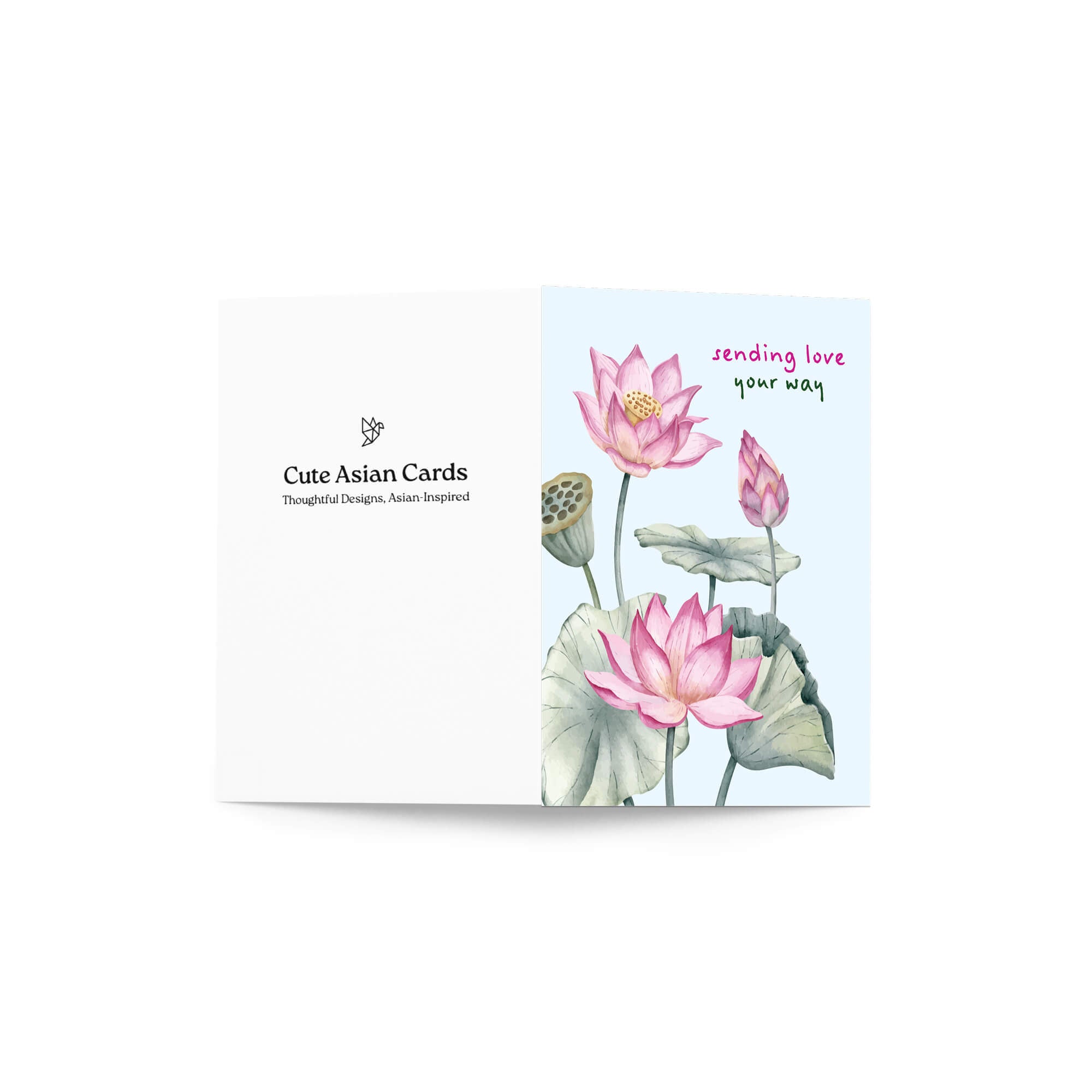 Sending Love Sympathy Card | Pink Chinese Lotus Flower Sorry for Your Loss
