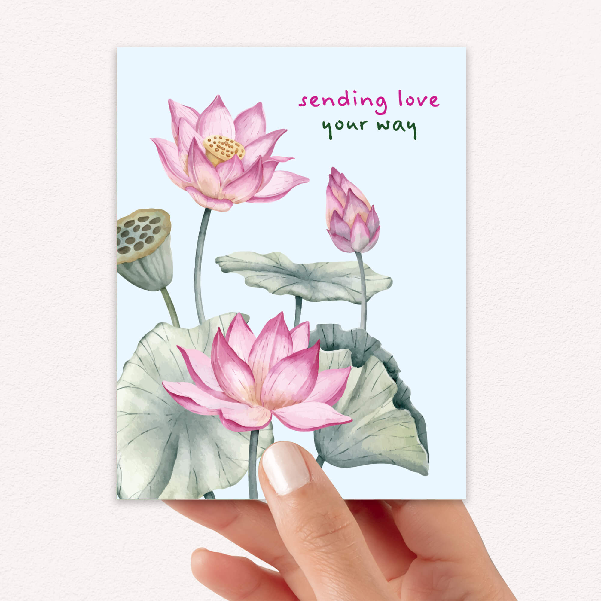 Sending Love Sympathy Card | Pink Chinese Lotus Flower Sorry for Your Loss