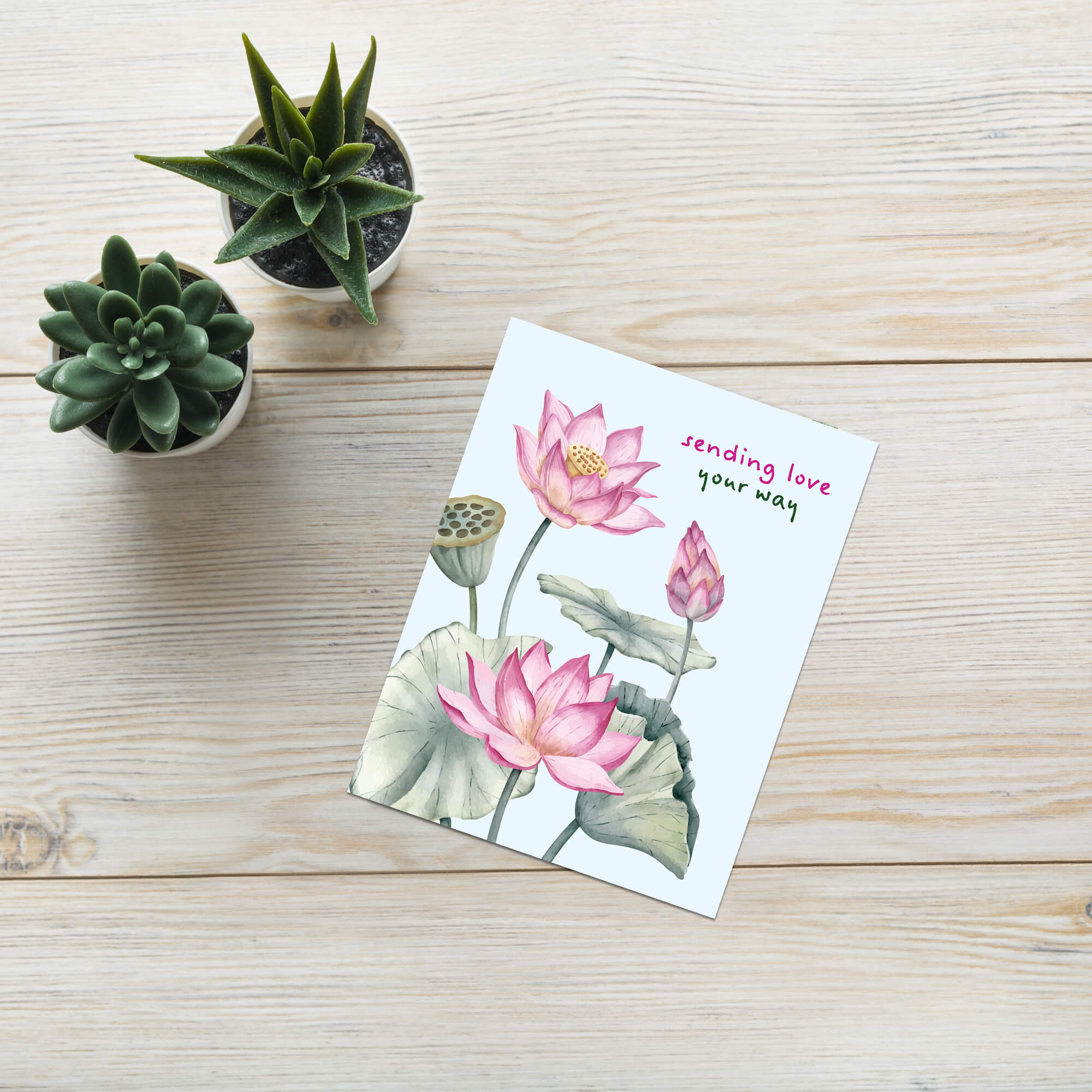Sending Love Sympathy Card | Pink Chinese Lotus Flower Sorry for Your Loss