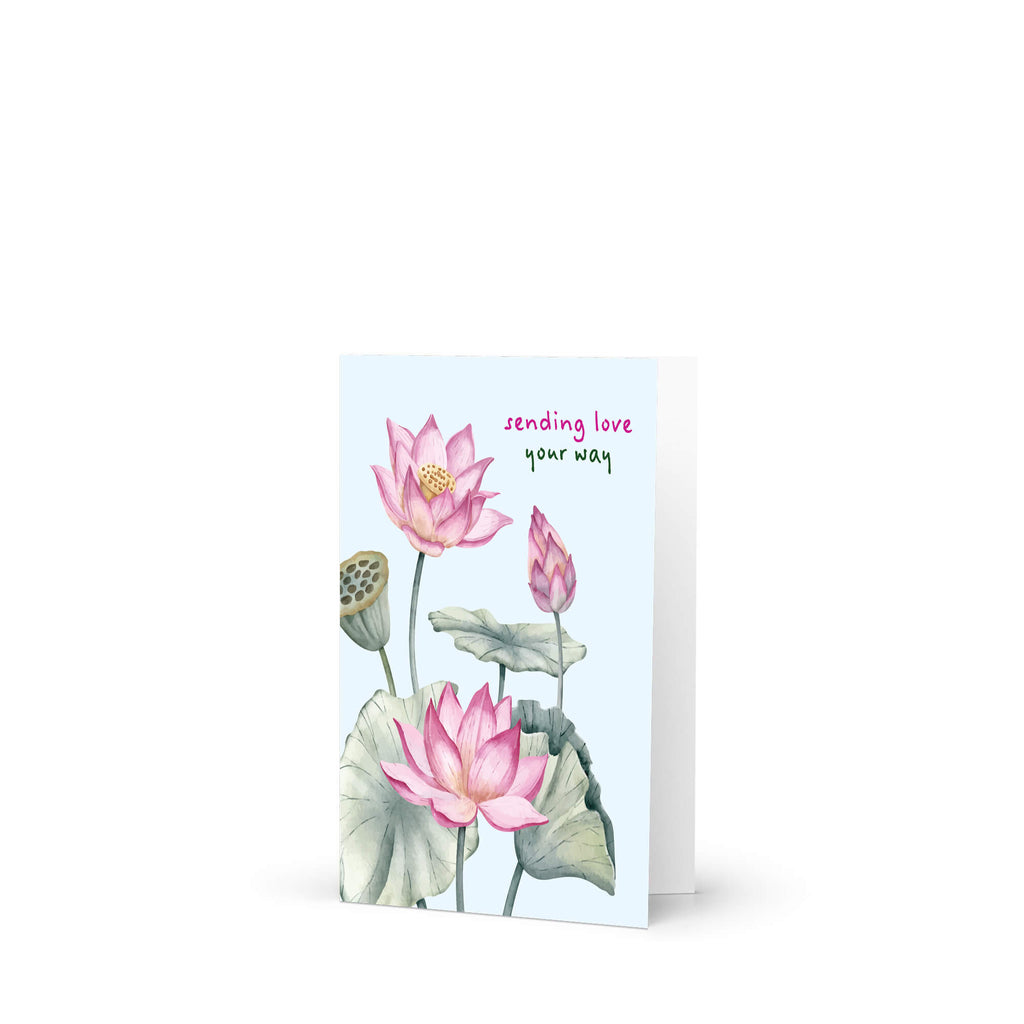 Sending Love Sympathy Card | Pink Chinese Lotus Flower Sorry for Your Loss