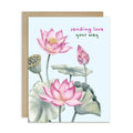 Sending Love Sympathy Card | Pink Chinese Lotus Flower Sorry for Your Loss