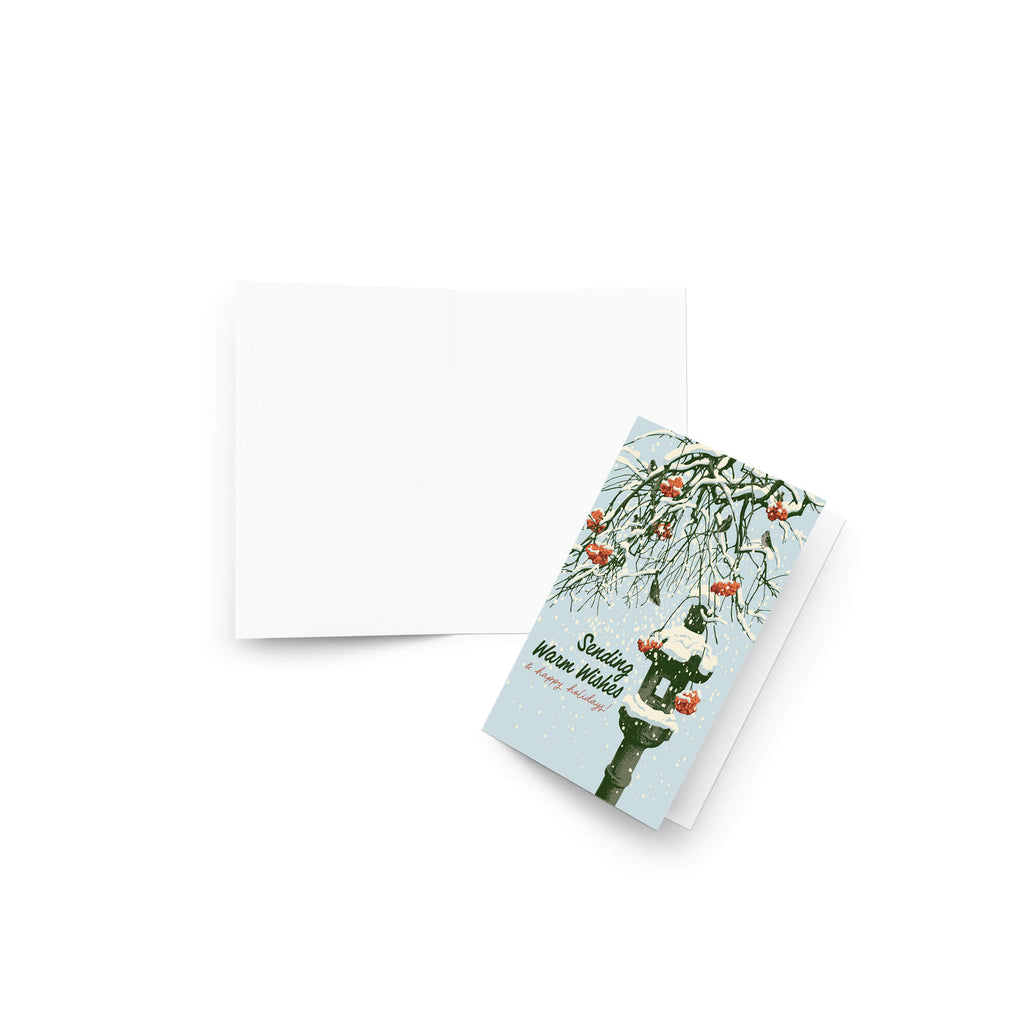 Japanese Stone Christmas Card | Lantern Winter Snow Happy Holidays